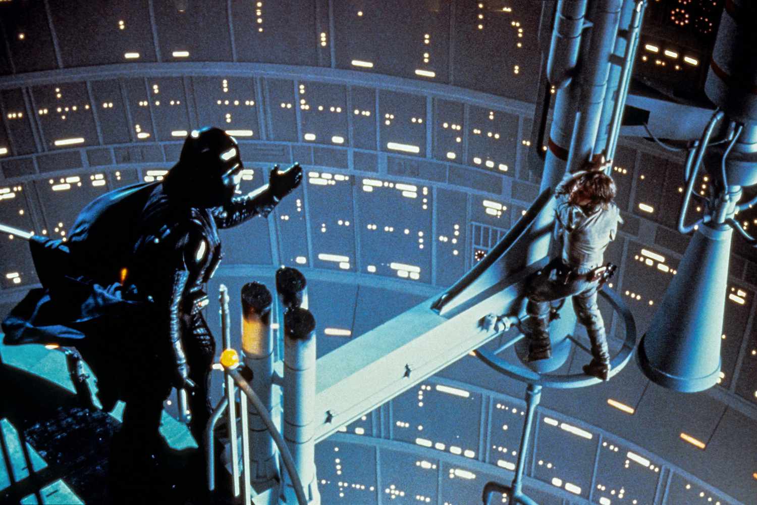 Mark Hamill's Luke Skywalker and Darth Vader in a still from The Empire Strikes Back