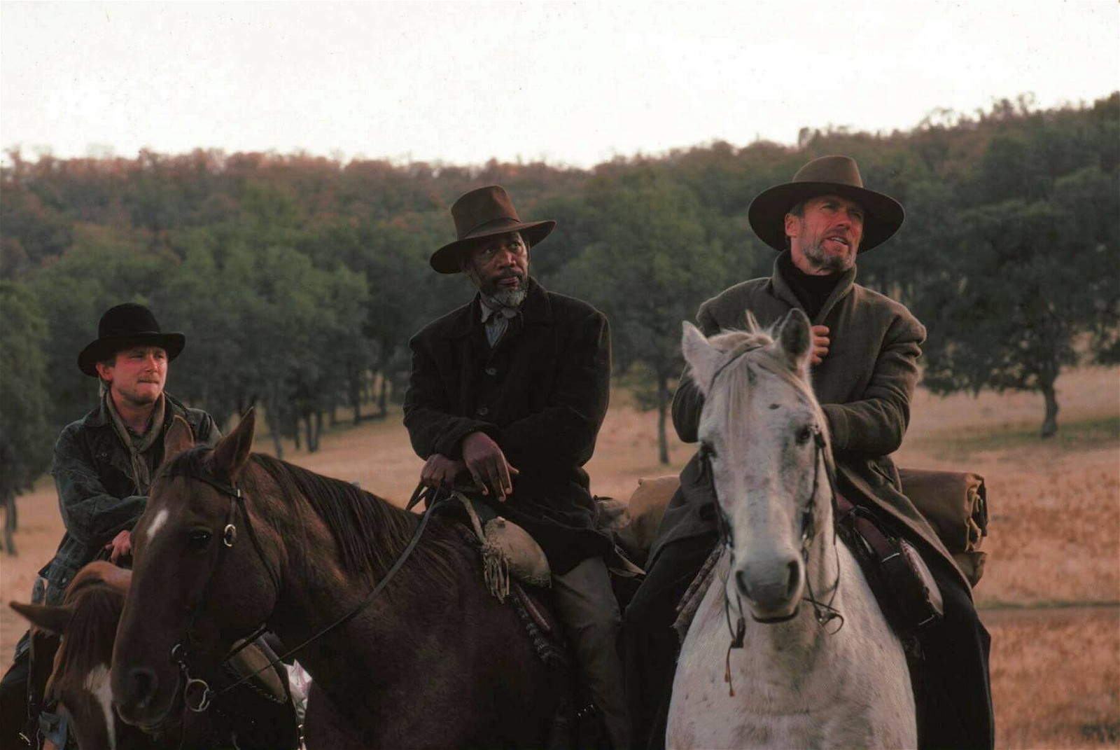 A still of Clint Eastwood and Morgan Freeman from Unforgiven (1992)