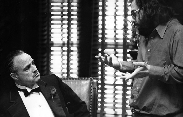 Francis Ford Coppola directing Marlon Brando 