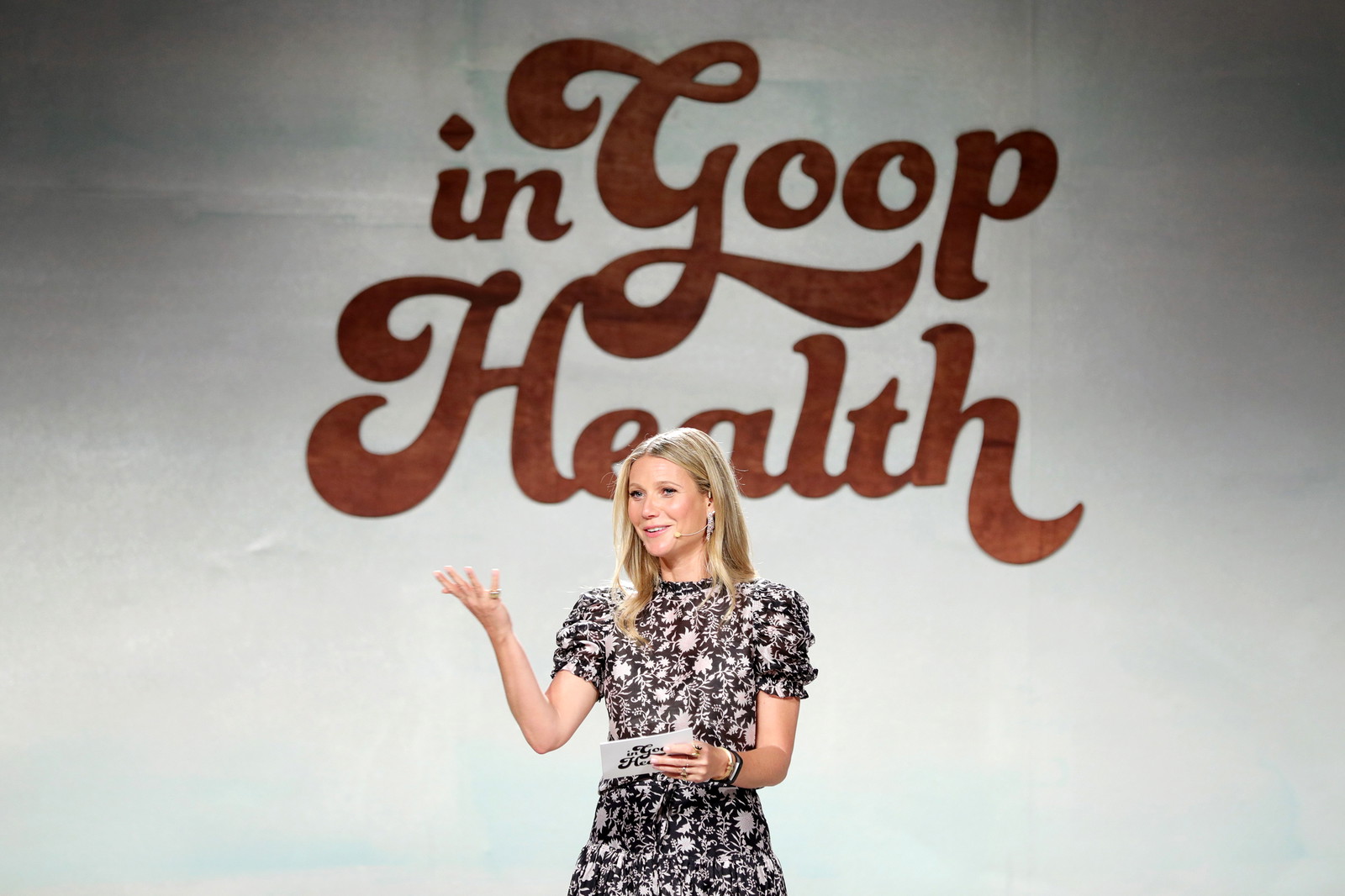 Gwyneth Paltrow promoting her company Goop.