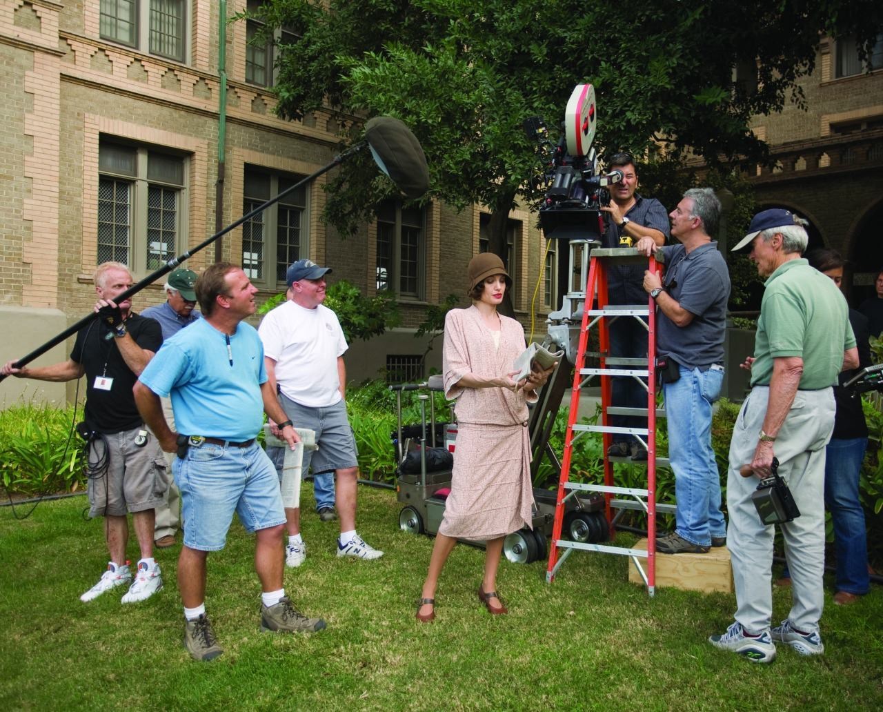 Angelina Jolie and Clint Eastwood while making of Changeling