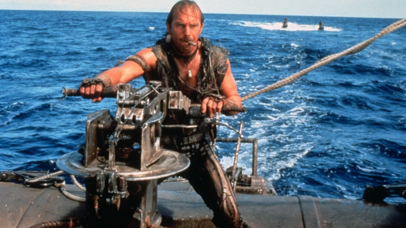 Kevin Costner in a still from Waterworld 