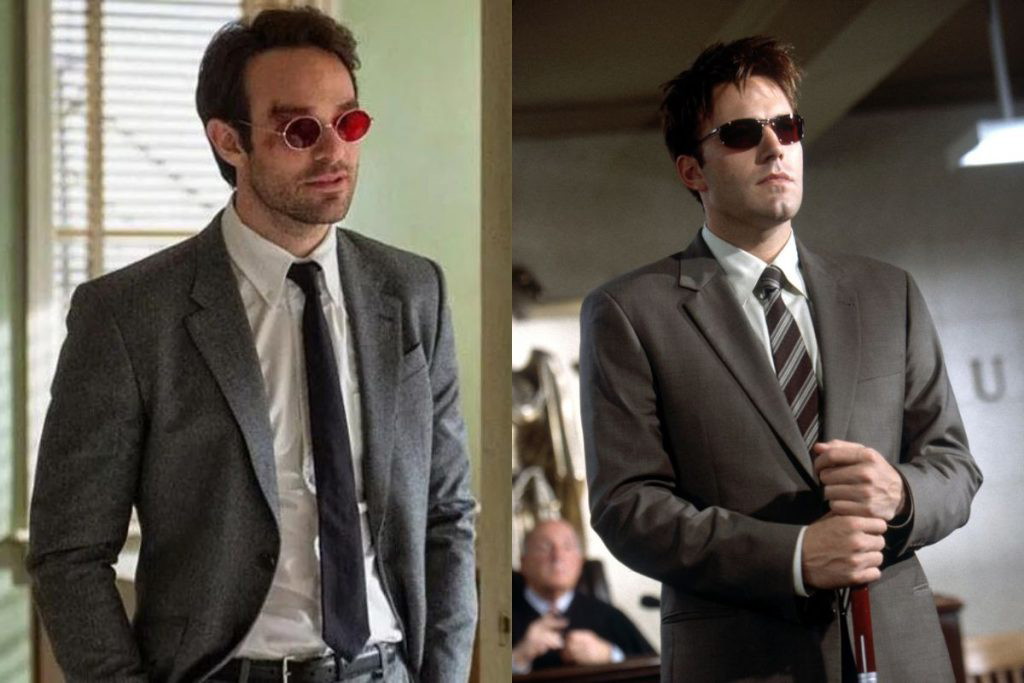 Left: Charlie Cox as Matt Murdock, Right: Ben Affleck as Matt Murdock