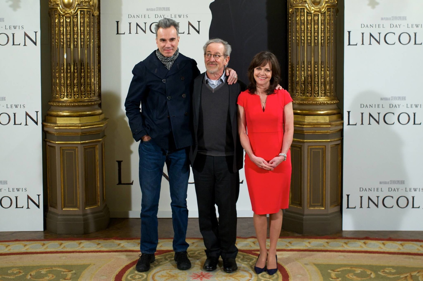 Daniel Day-Lewis with Steven Spielberg and Sally Field