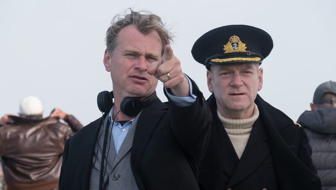 Christopher Nolan and Sir Kenneth Branagh on the sets of Dunkirk 