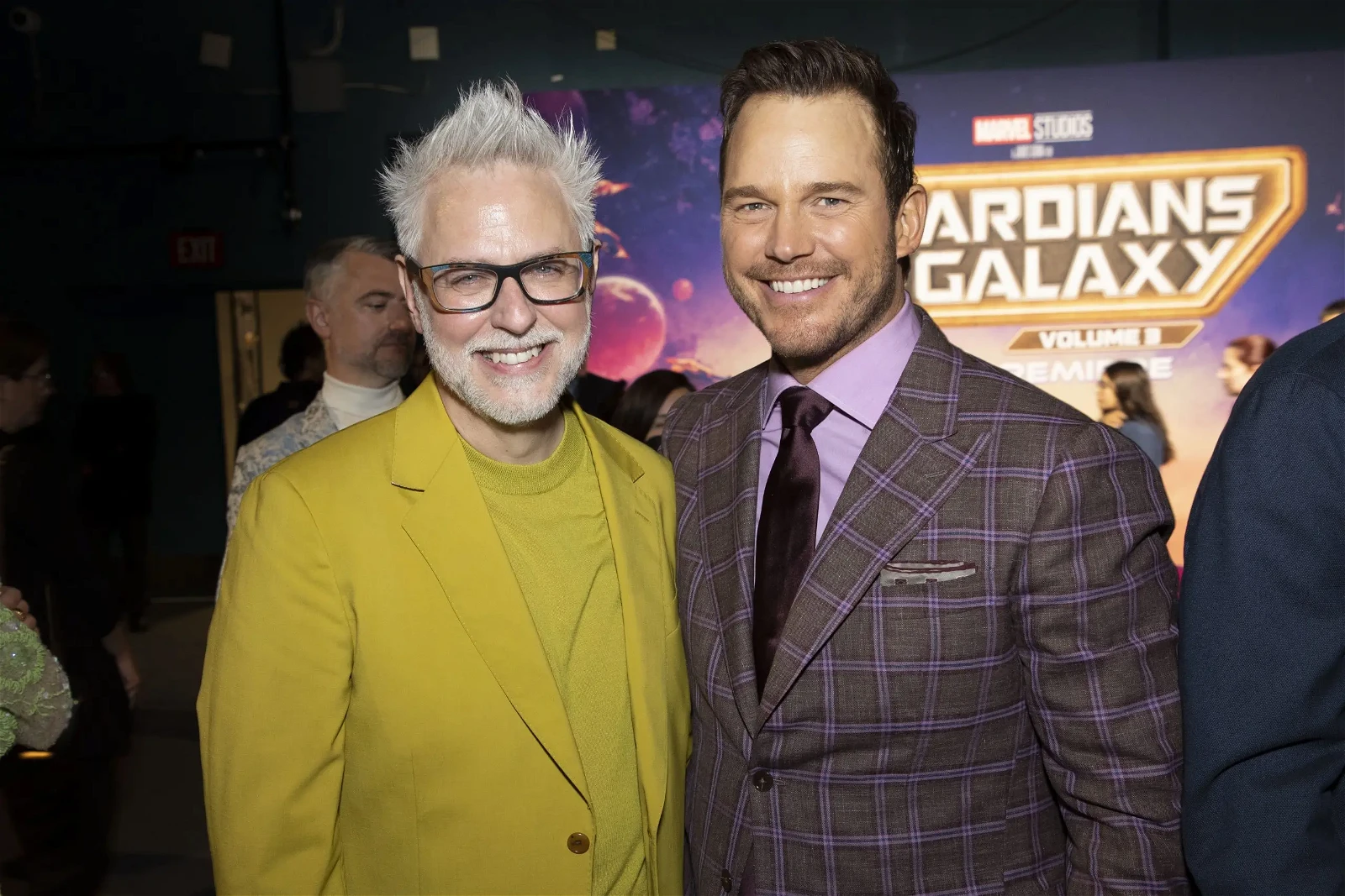 James Gunn and Chris Pratt at the premiere of Guardians of the Galaxy