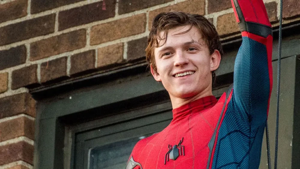Tom Holland from a scene in Spider-Man