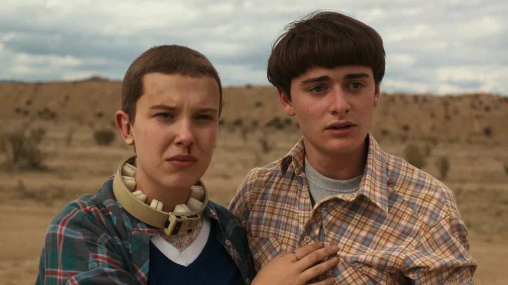 Millie Bobby Brown and Noah Schnapp in a still from Stranger Things
