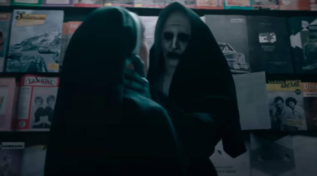 Taissa Farmiga and Bonnie Aarons in a scene from The Nun II