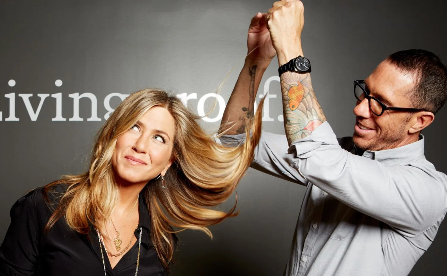 Jennifer Aniston with hairstylist Chris McMillan