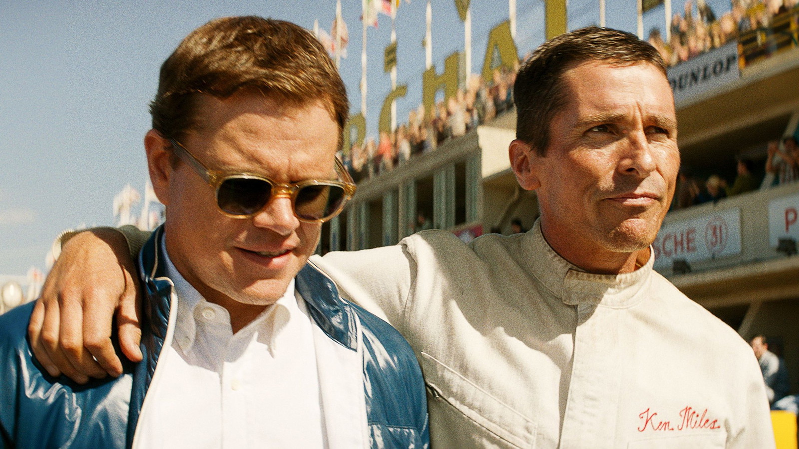 Christian Bale and Matt Damon in a still from Ford Vs. Ferrari 