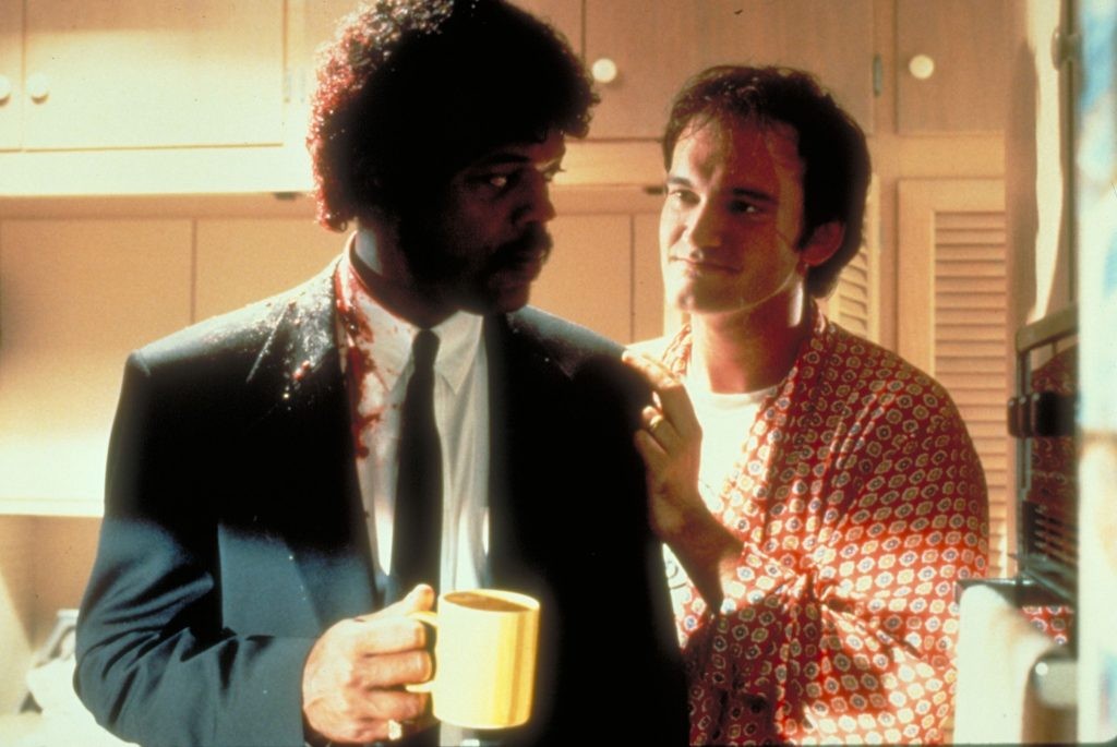 Quentin Tarantino and Samuel L. Jackson in a still from Pulp Fiction