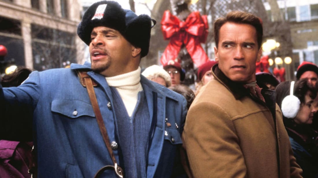 Arnold Schwarzenegger and Sinbad in Jingle All The Way