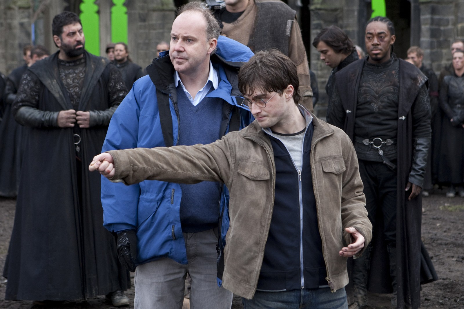 Director David Yates with Daniel Radcliffe on the sets of Harry Potter
