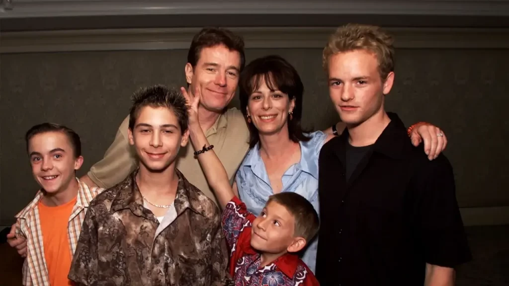 Bryan Cranston with the rest of the Malcom in the Middle cast