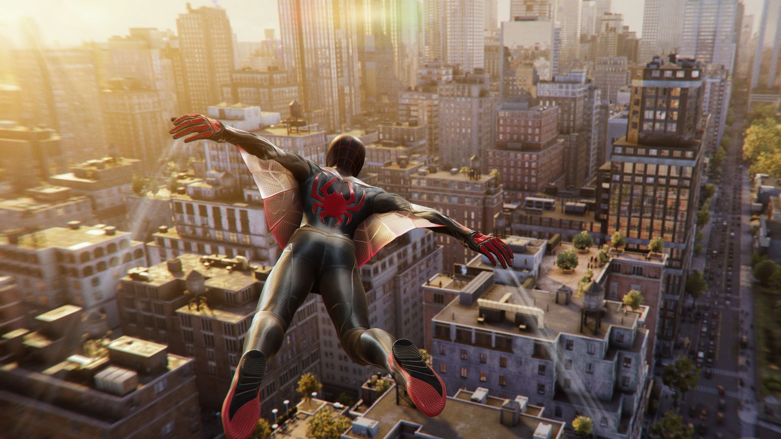 Spider-Man swings through the massive new map in Marvel's Spider-Man 2, which is nearly double the size of the original game's map.