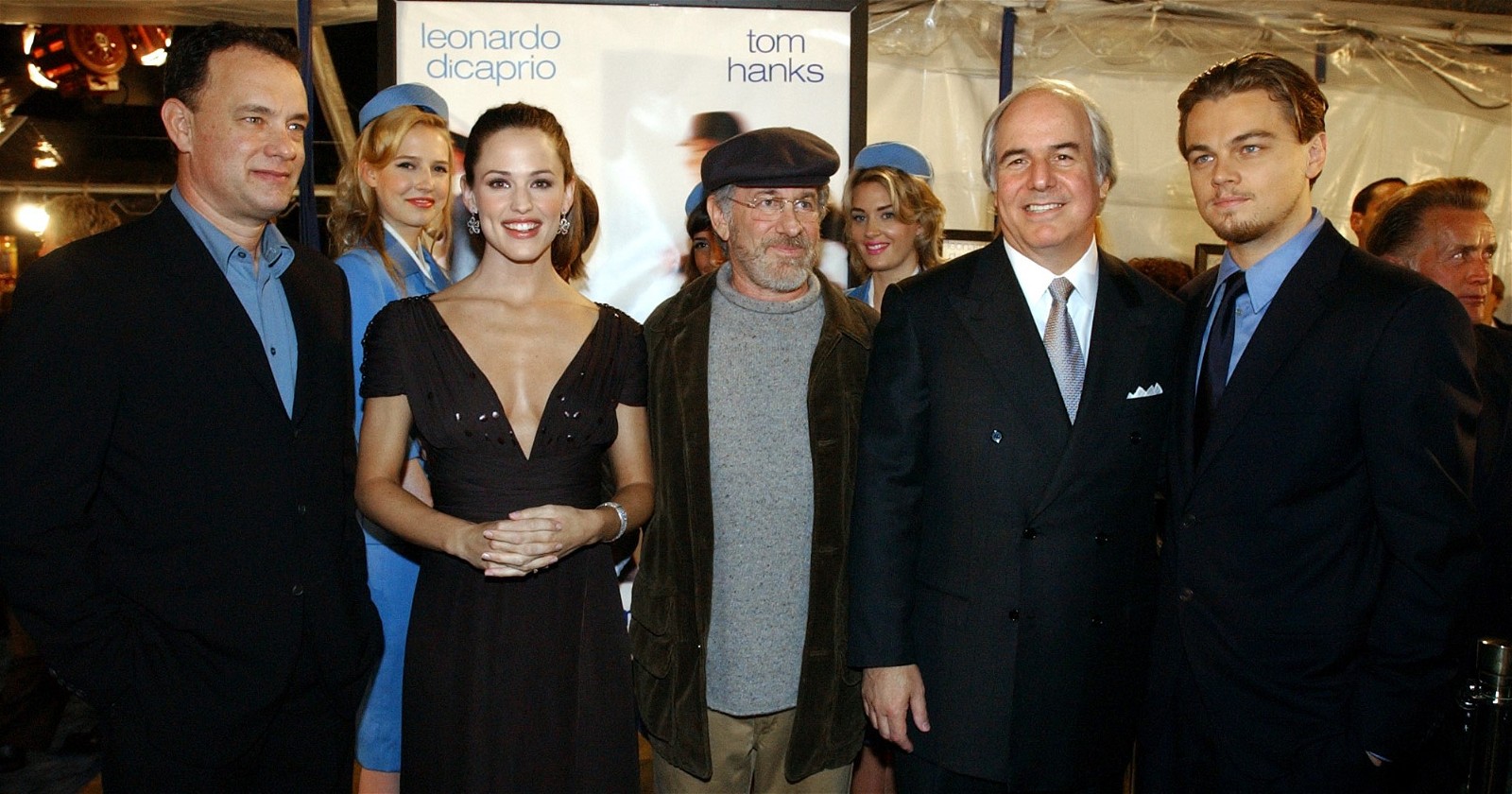 The cast of the film with Frank Abagnale Jr