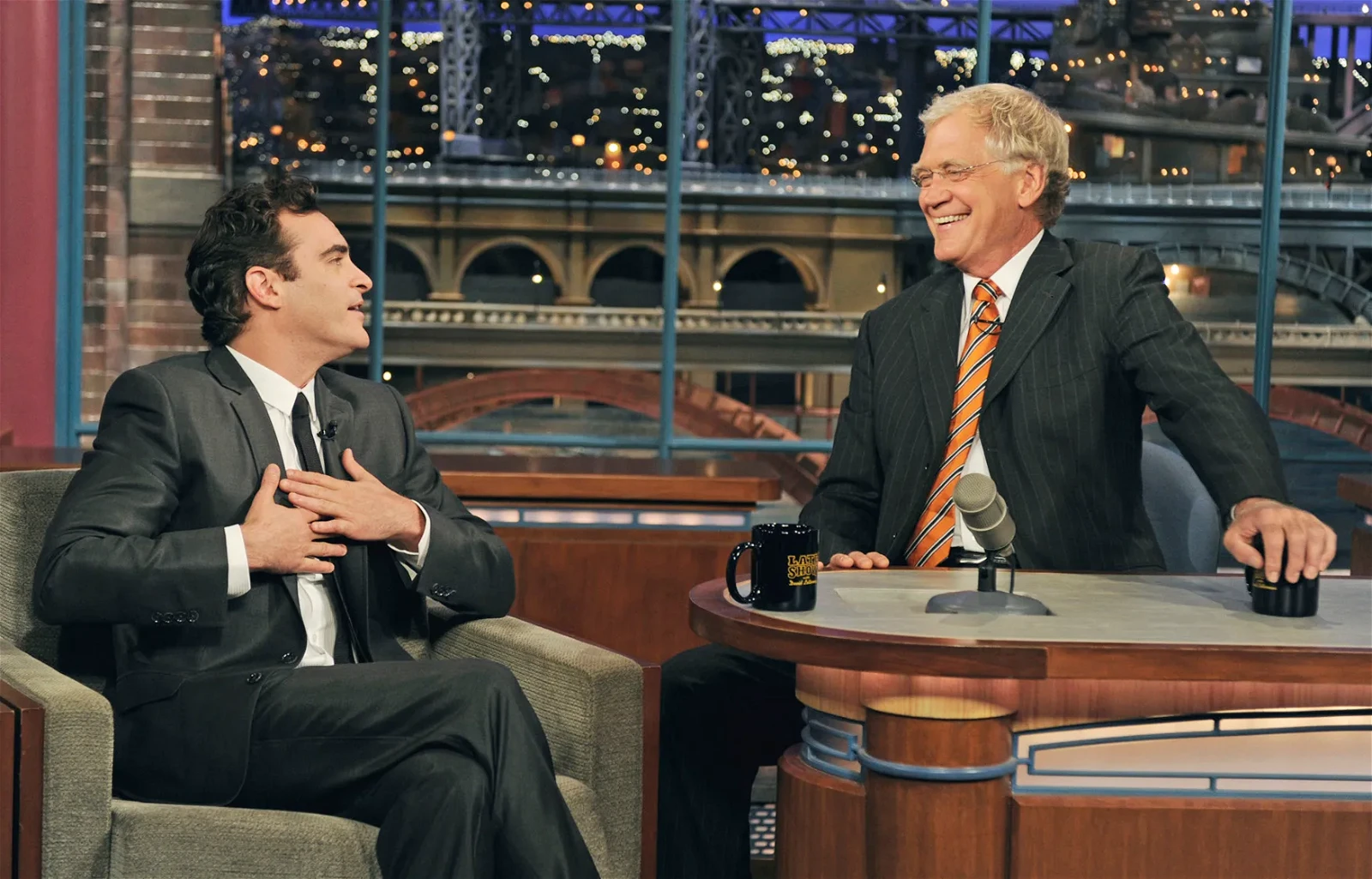 Joaquin Phoenix with David Letterman 