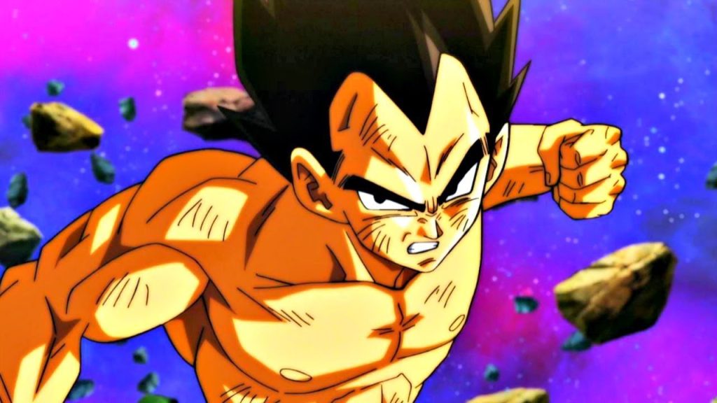 Vegeta vs Jiren from Dragon Ball Super. 