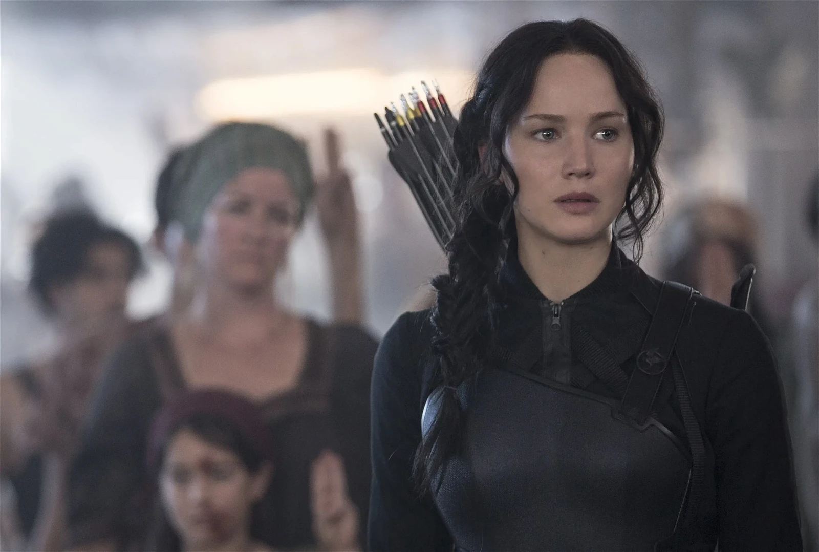 Jennifer Lawrence was ready with her bow and arrow as Katniss Everdeen to spoil a robbery at her home