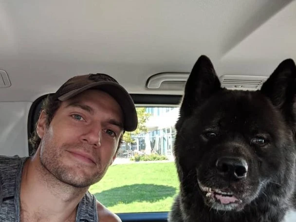 Henry Cavill with his dog