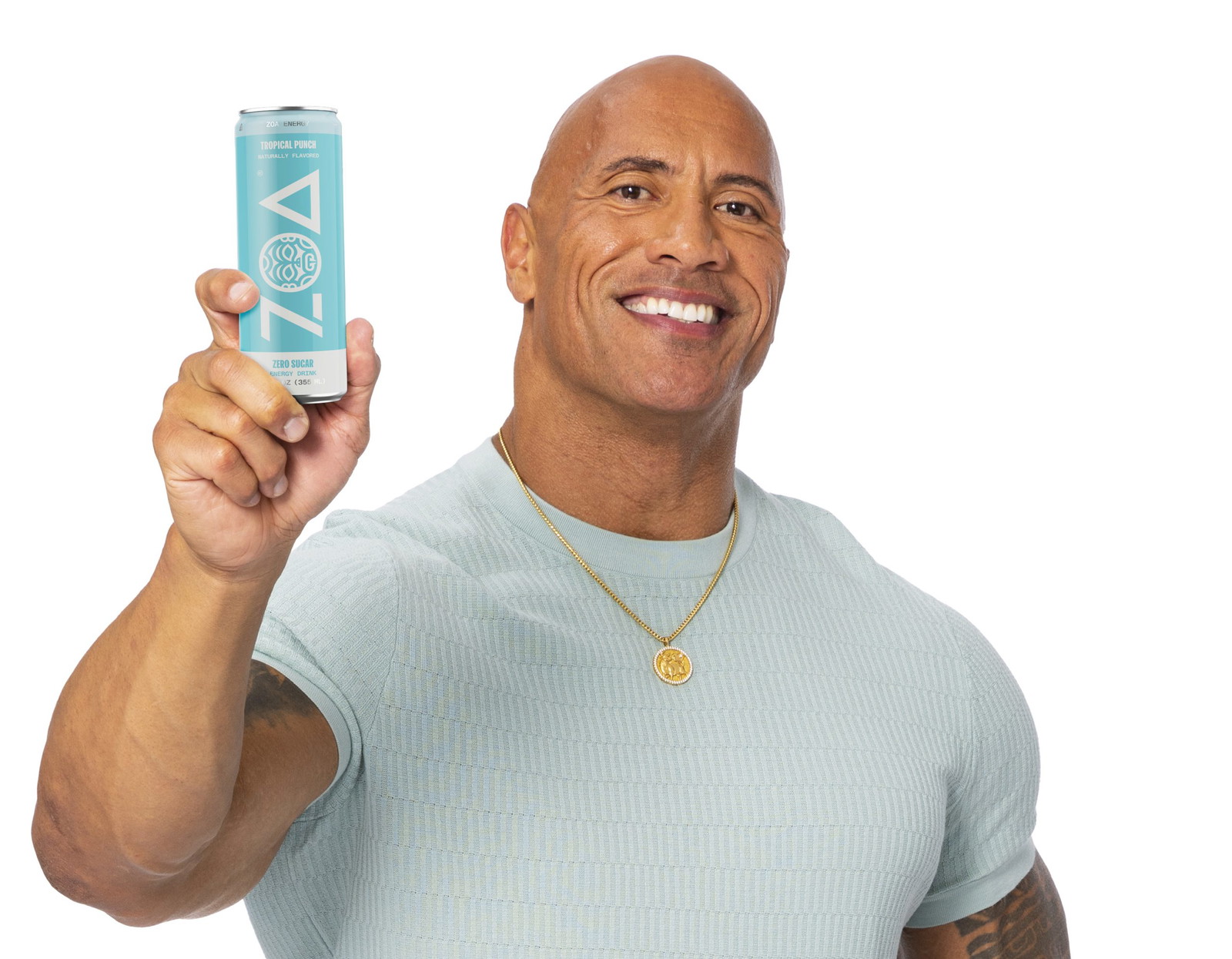 Dwayne Johnson promoting his ZOA energy drink