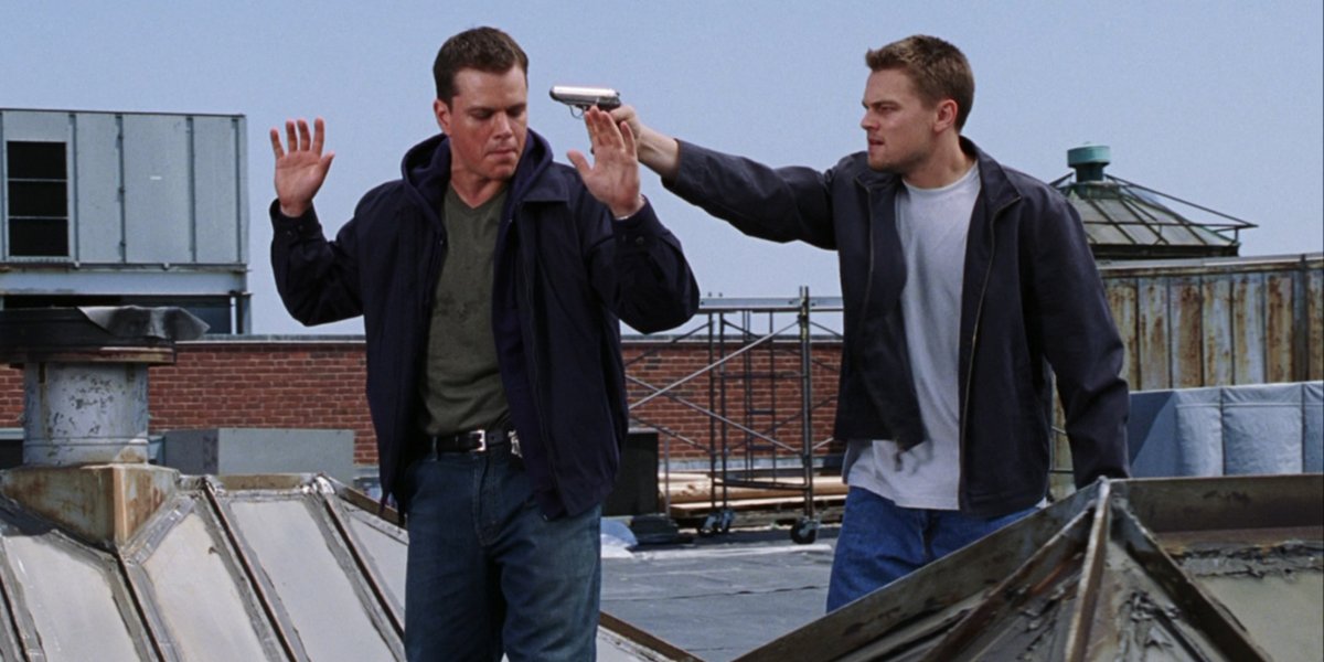 Leonardo DiCaprio and Matt Damon in a still from The Departed