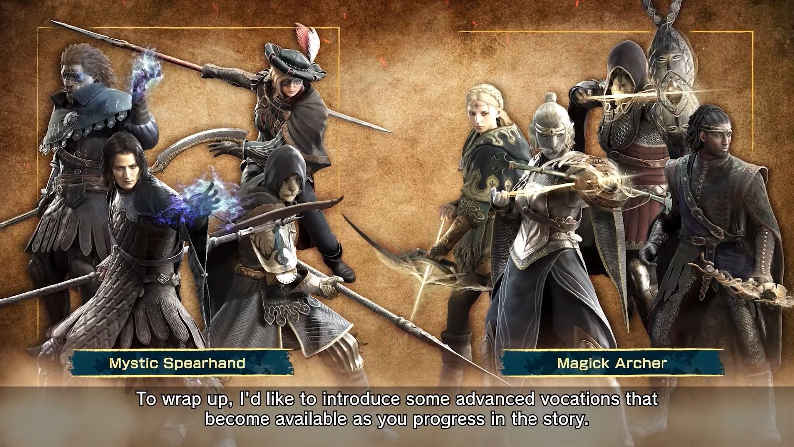 Screengrab from the gameplay demo showing the Advanced Vocations 