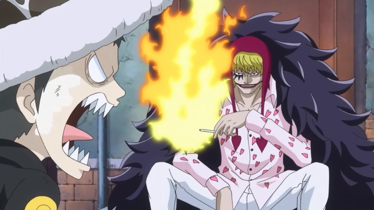 A funny still of Donquixote Rosinante from One Piece