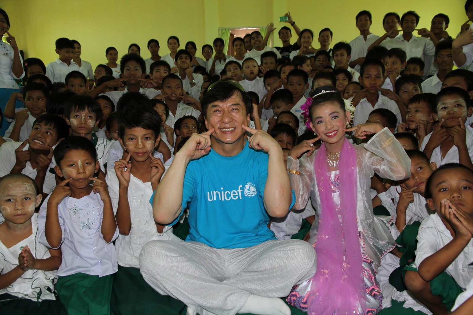 Jackie Chan with his young fans