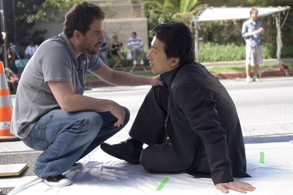 Jackie Chan and Brett Ratner on set of Rush Hour