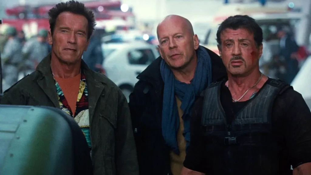 Arnold Schwarzenegger, Sylvester Stallone and Bruce Willis 
