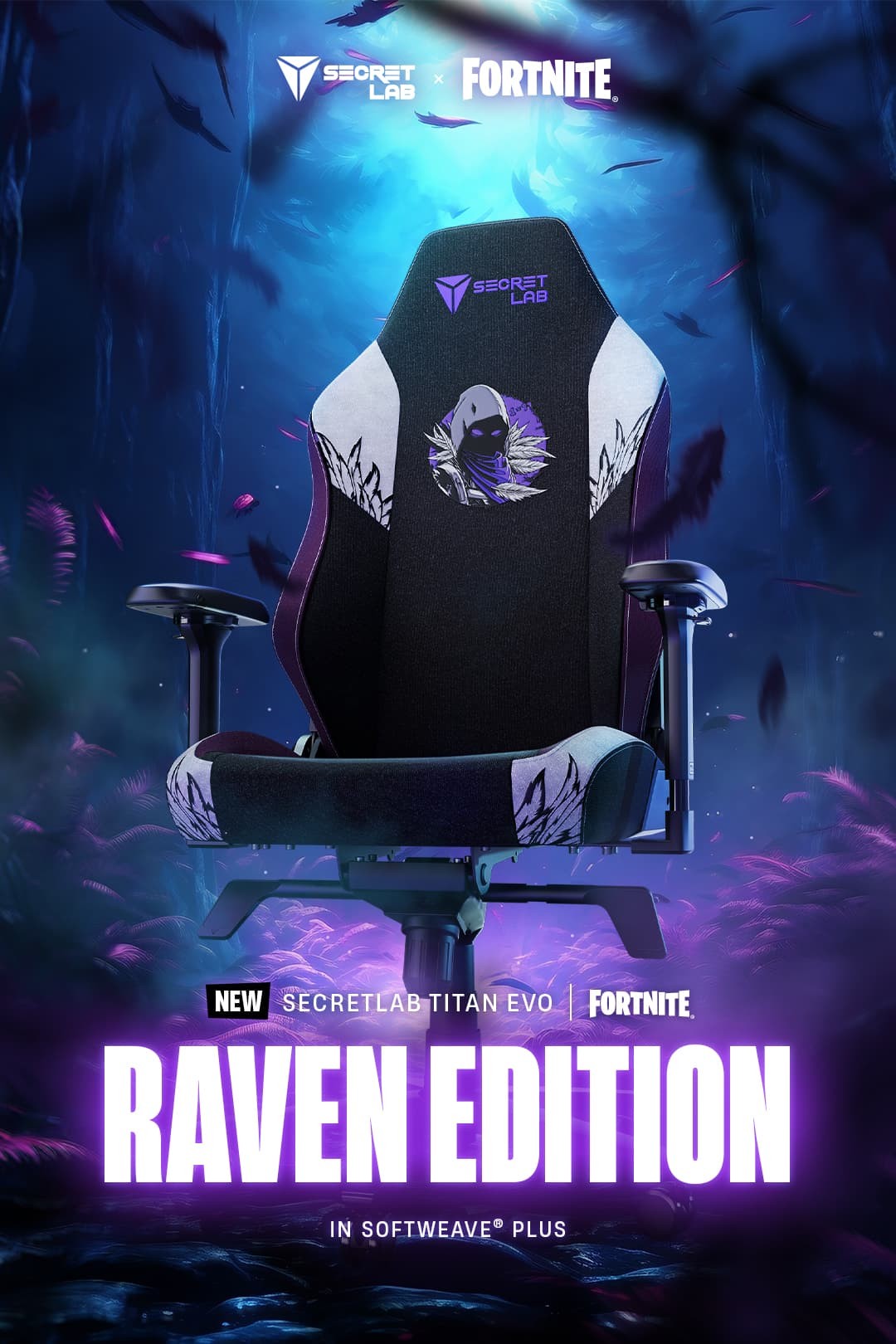Secretlab introduces a new addition to the Fortnite collection with the Titan Evo Raven Edition chair