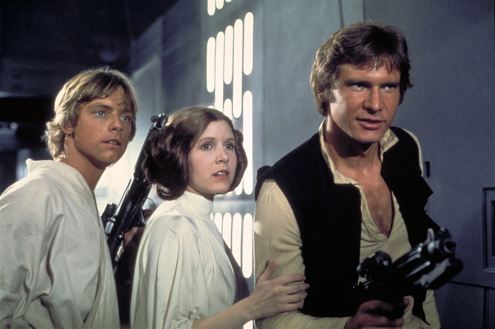 Mark Hamill, Carrie Fisher and Harrison Ford in Star Wars