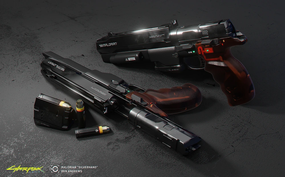 The Malorian Arms 3516 gun that features in a recent Cyberpunk 2077 footage