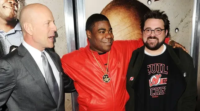Bruce Willis, Kevin Pollak, Kevin Smith, and Tracy Morgan at an event for Cop Out (2010)