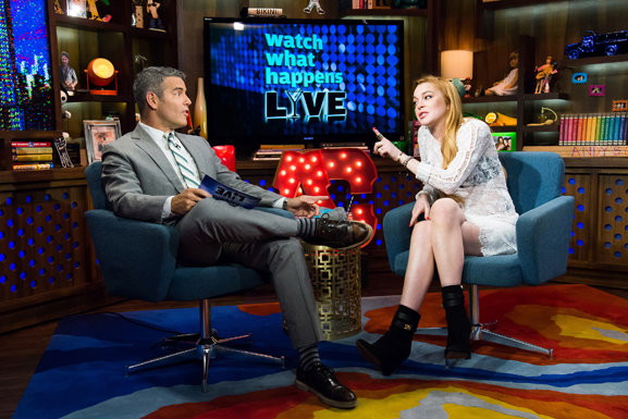 Lindsay Lohan with Andy Cohen on Watch What Happens Live Show