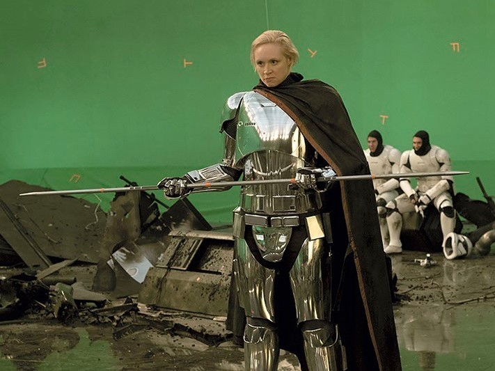 Gwendoline Christie on the set of Star Wars 