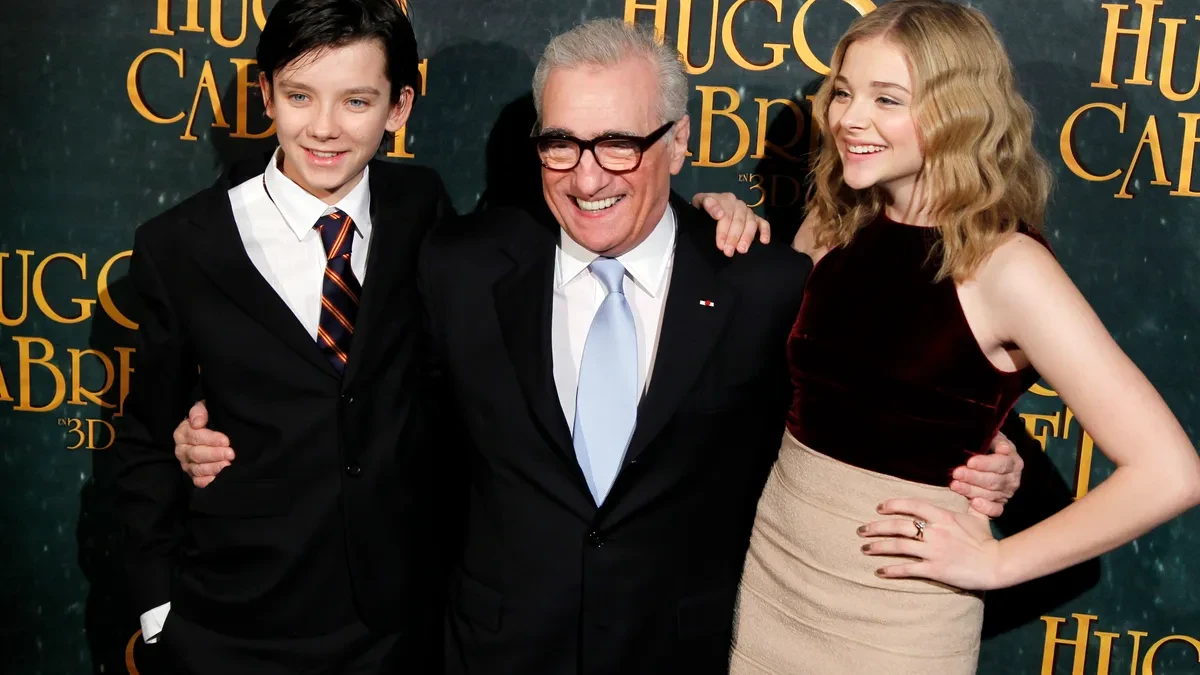 Asa Butterfield, Martin Scorsese and Chloë Grace Moretz at Hugo premiere