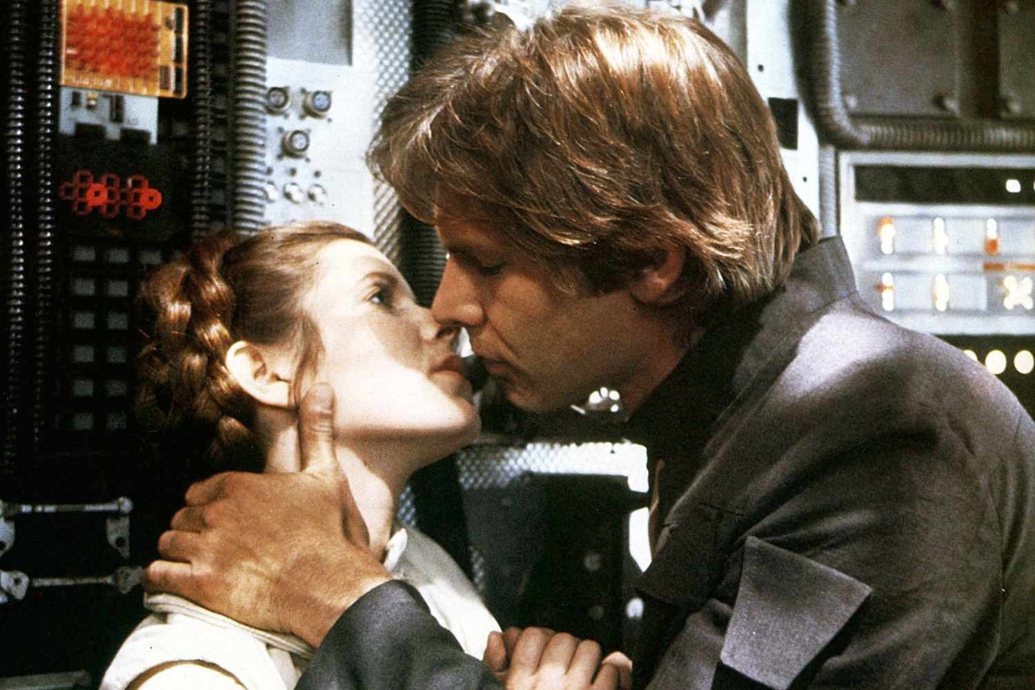 Carrie Fisher and Harrison Ford in the Star Wars set