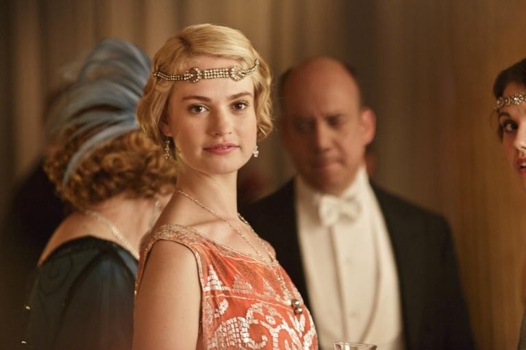 Lily James in a still from Downton Abbey 
