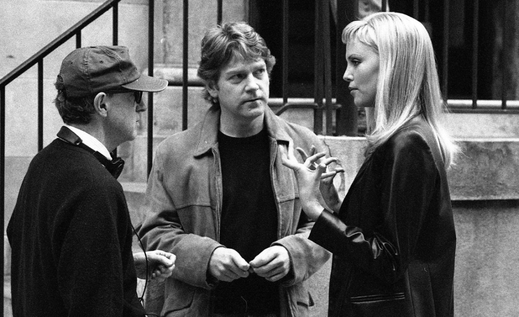 With Kenneth Branagh and Charlize Theron during the production of "Celebrity".