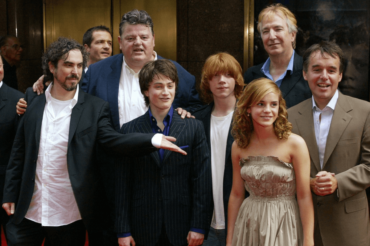 Alfonso Cuarón, Alan Rickman, and others during the premiere of Harry Potter and the Prisoner of Azkaban
