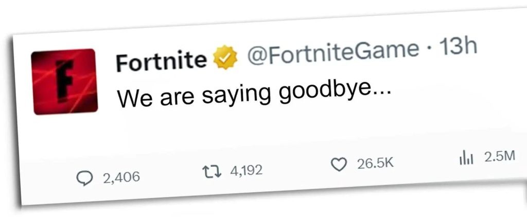 The edited image showing a tweet from the official Fortnite account was shared online.