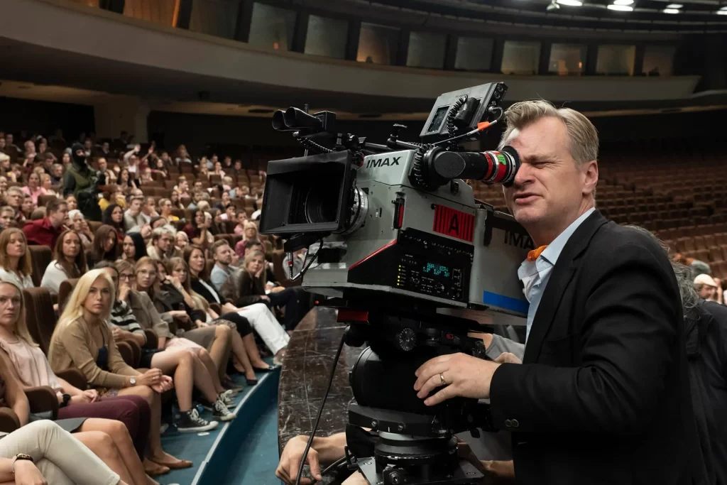 Christopher Nolan with his iconic IMAX camera 