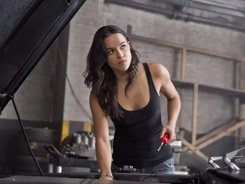 Michelle Rodriguez in a still from the Fast and Furious franchise 