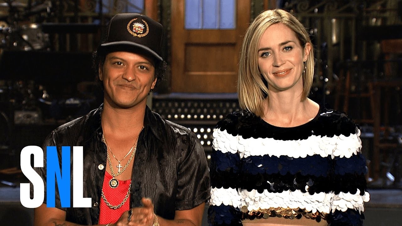 Emily Blunt hosting SNL with Bruno Mars