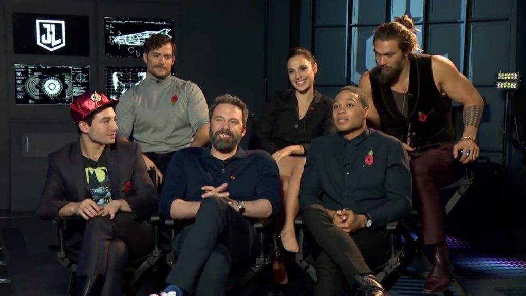 Ben Affleck with the rest of the Justice League cast