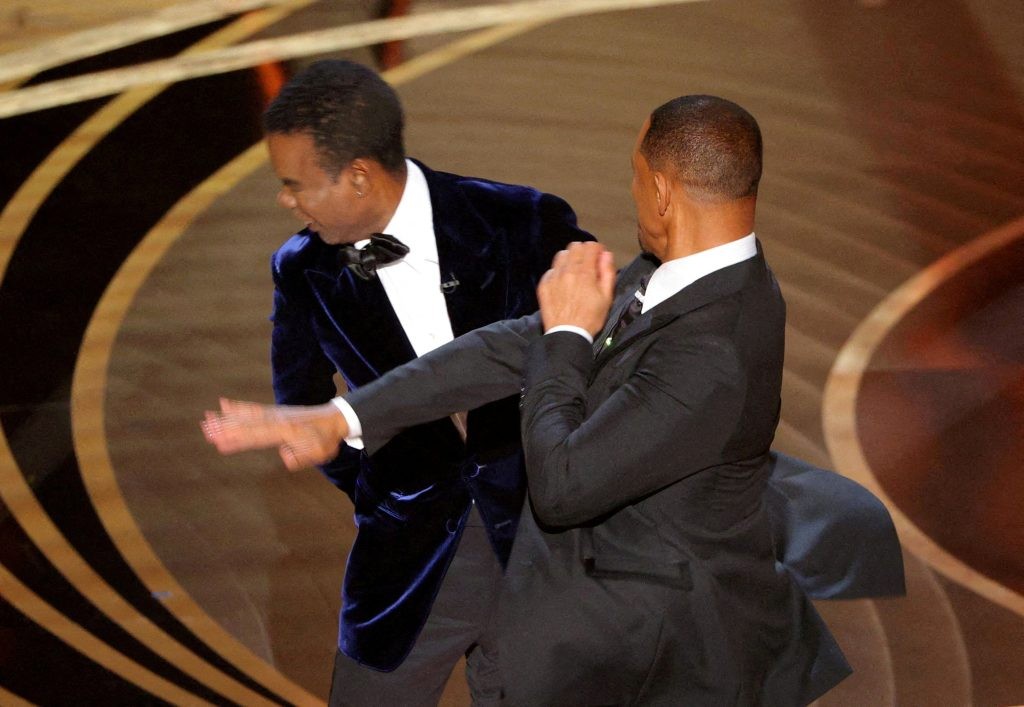 Will Smith slapping Chris Rock at the 94th Academy Awards