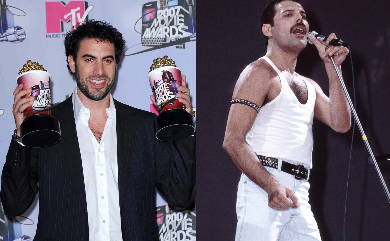 Sacha Baron Cohen and Freddie Mercury